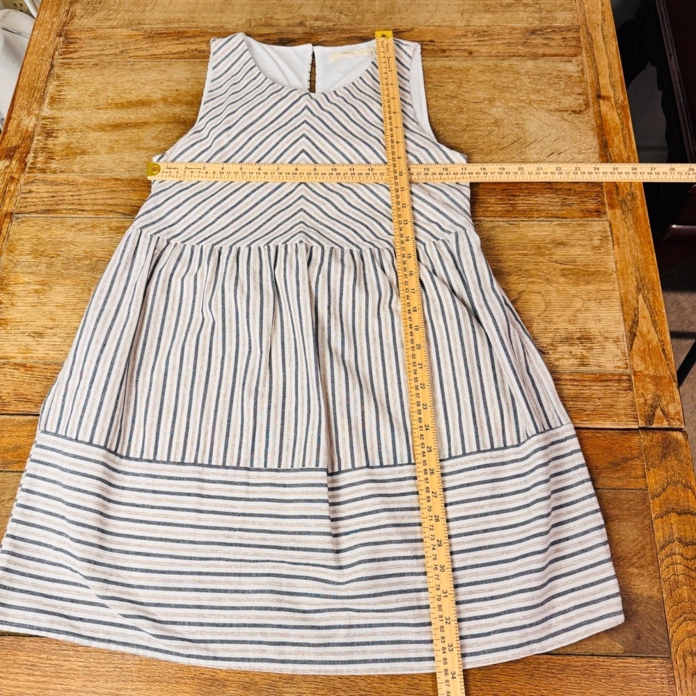 Andree by UNIT Striped Dress Women S Beige Blue Chevron Sleeveless Mini Casual - Picture 8 of 12
